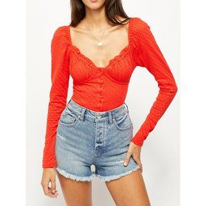 Free People Ladybug Long Sleeve Top/ Flame Red